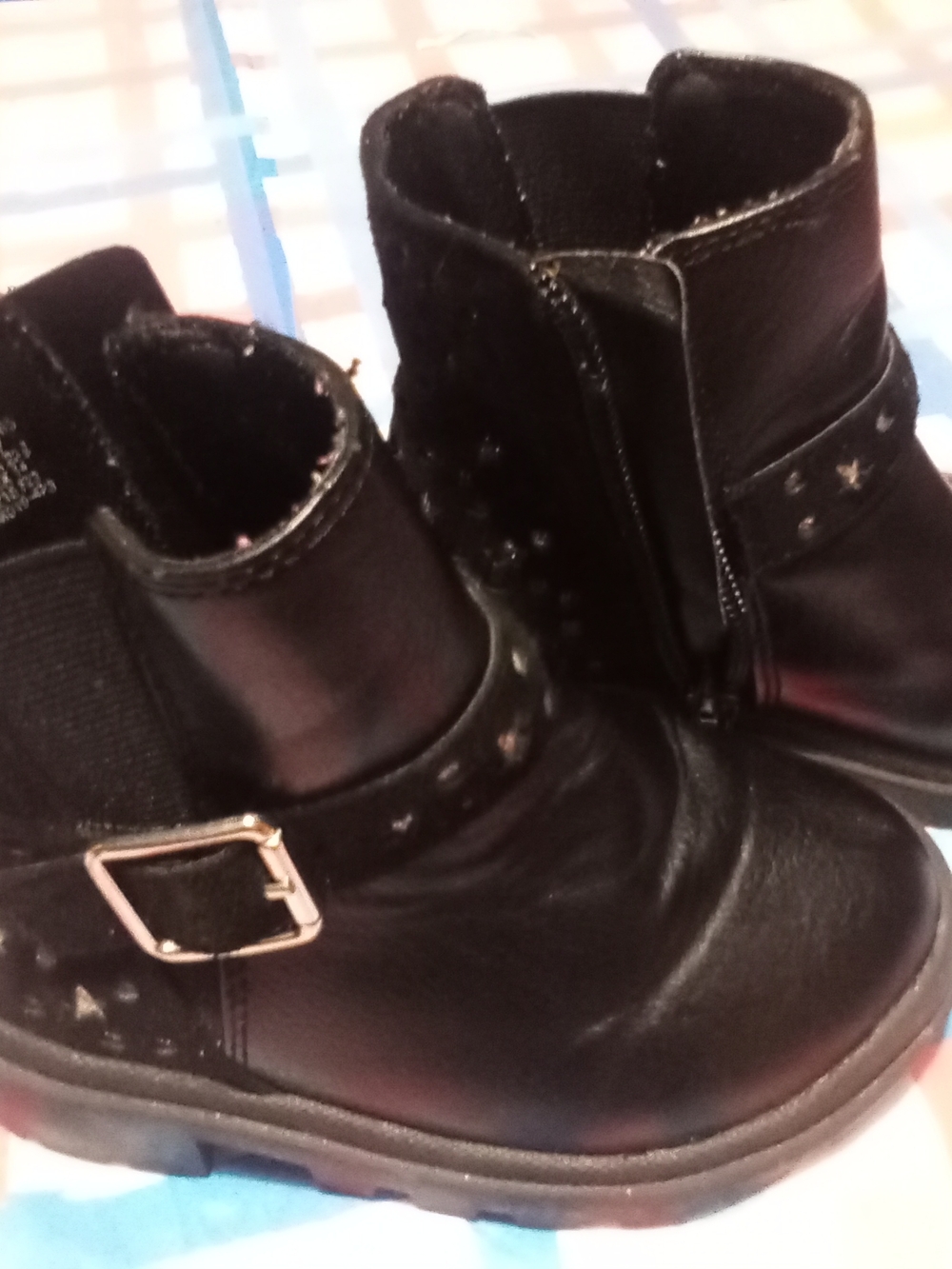 Wonderkids Black Ankle Boots with Buckle Accent